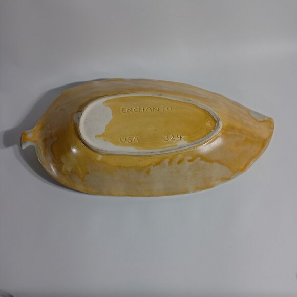 ENCHANTO Dish #324 Pottery Leaf Red Apples California USA approximately 8" x 16" - Picture 7 of 11